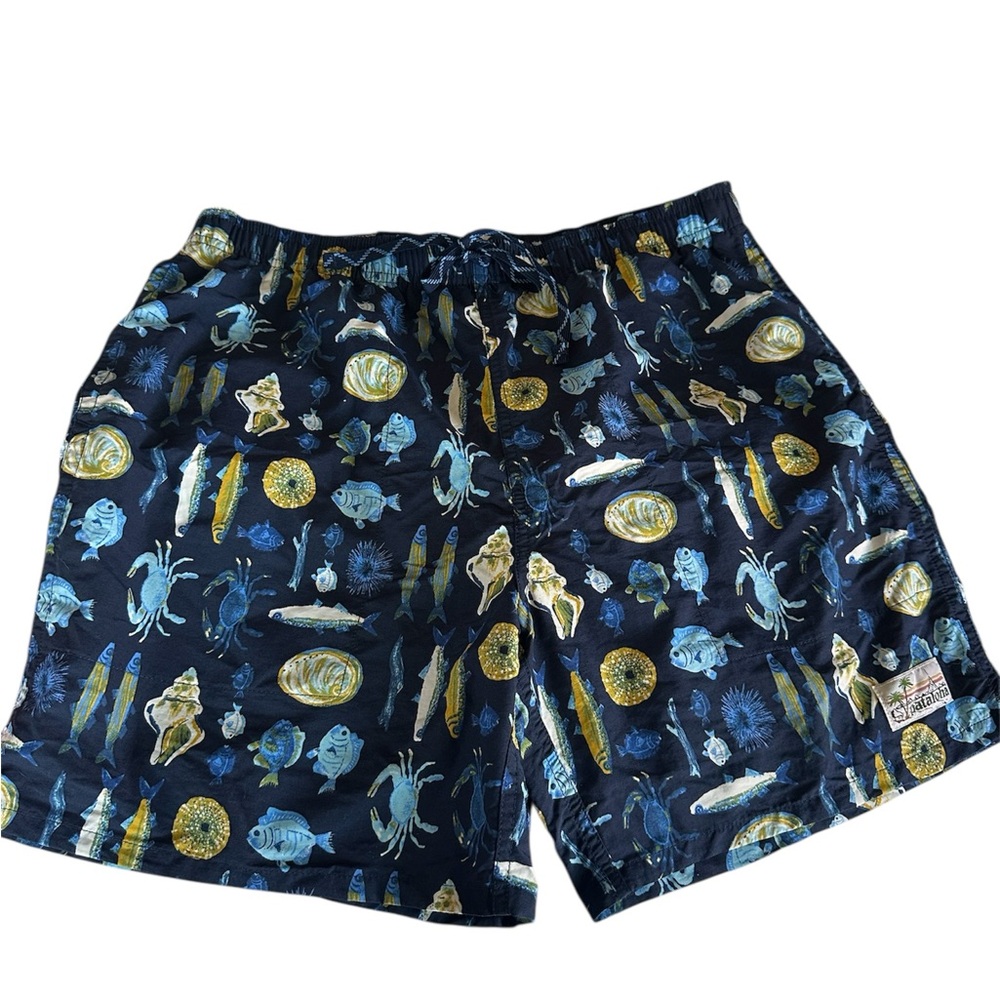 Patagonia Baggies Long 7” Shorts Men’s M Blue Crab Fish Print Packable No Liner